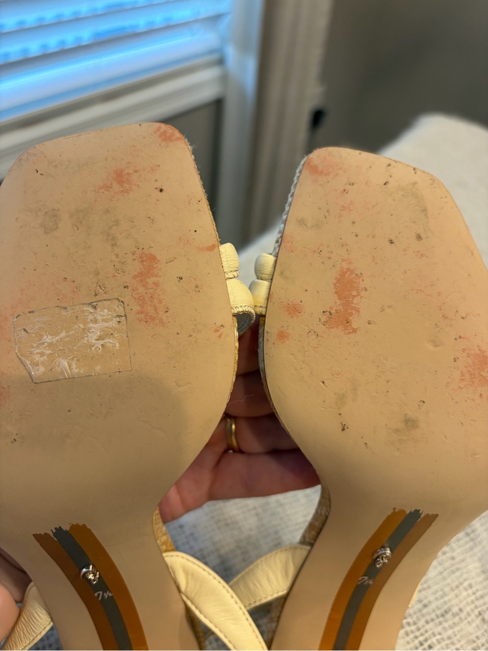 SAM EDELMAN KIA block heel sandal in bleached wheat/ rafia - like new, size 7.5 - Picture 8 of 12